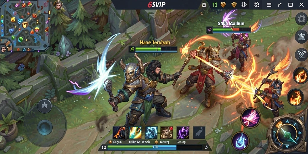 Tampilan gameplay MOBA yang seru dan kompetitif.