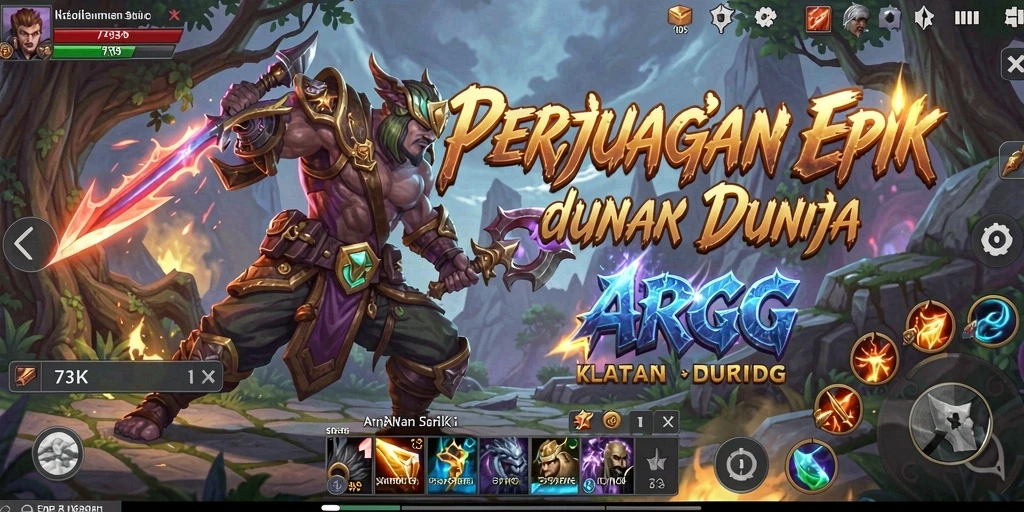 Screenshot gameplay ARPG 73K yang menampilkan pertempuran seru.