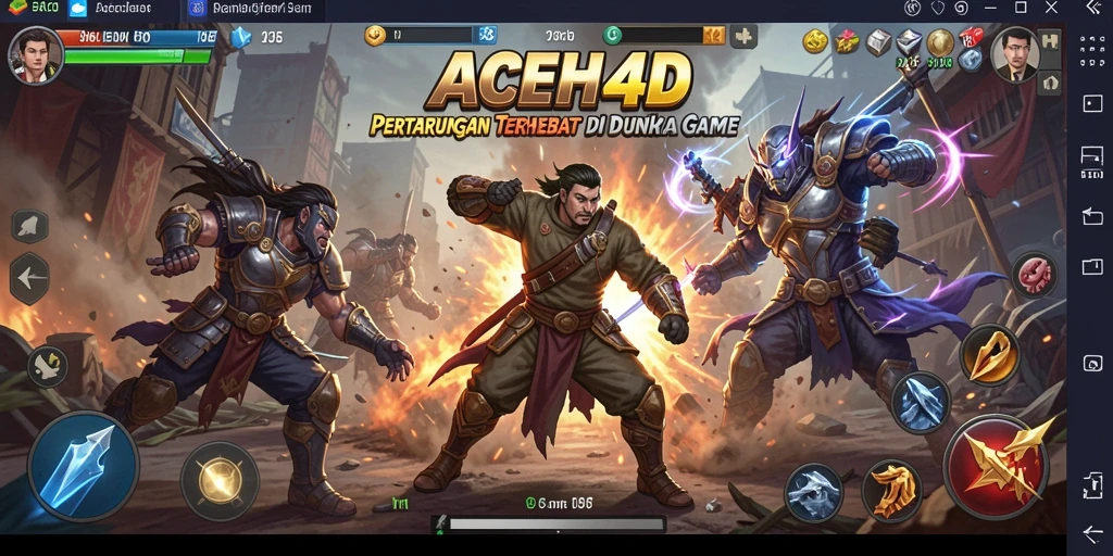 Tampilan gameplay menegangkan dalam ACEH4D saat karakter bertarung.