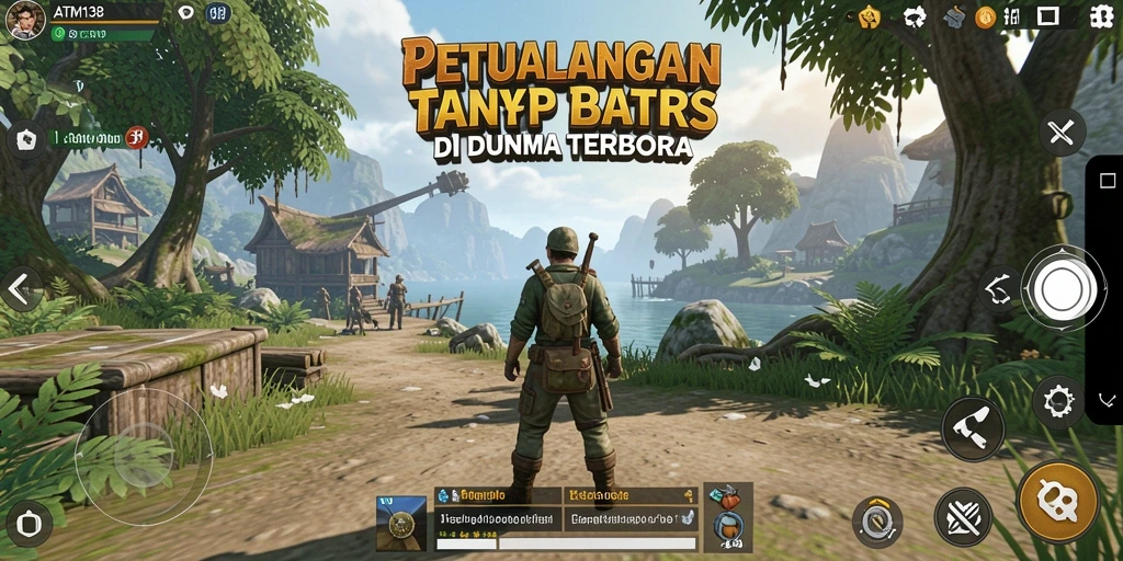 Tangkapan layar ATM138 menampilkan petualangan epik di dunia terbuka.