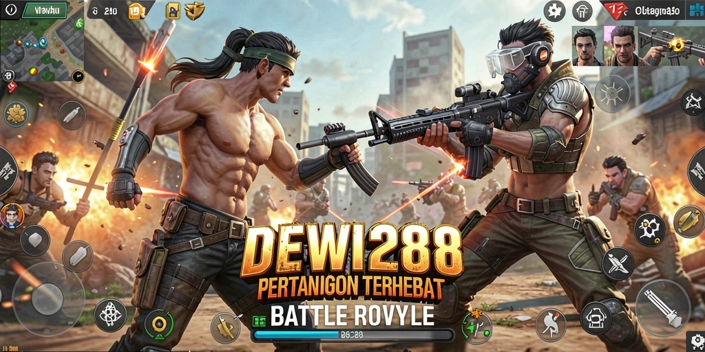 Tampilan gameplay dinamis dan intens dalam DEWI288.