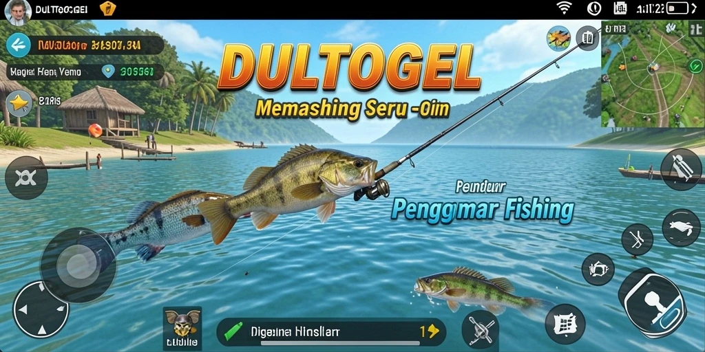 Tampilan gameplay seru DULTOGEL saat menangkap ikan.
