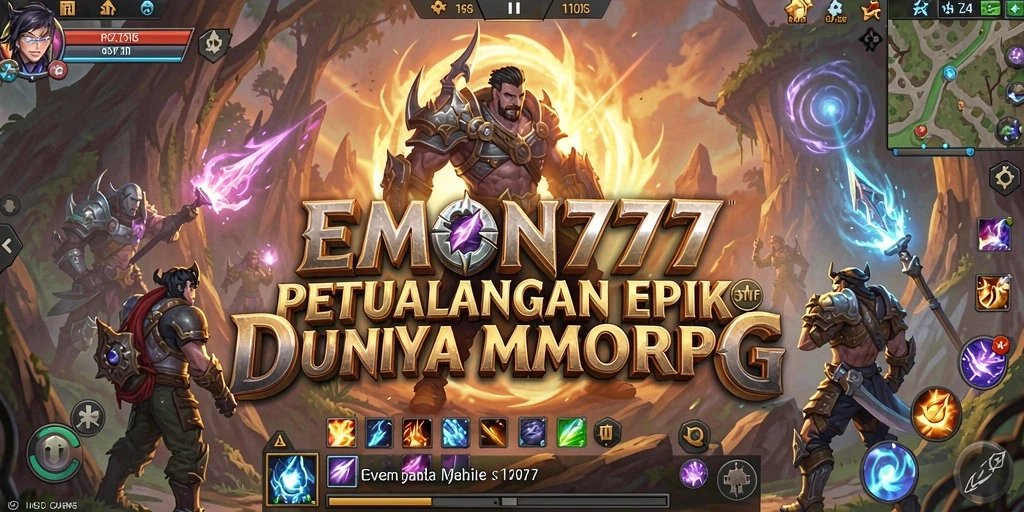 Tangkapan layar gameplay EMON777 yang menampilkan aksi petualangan MMO.