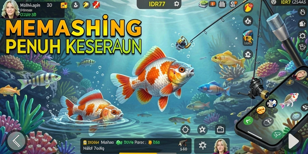 Screenshot gameplay IDR77 menunjukkan aksi memancing yang seru.