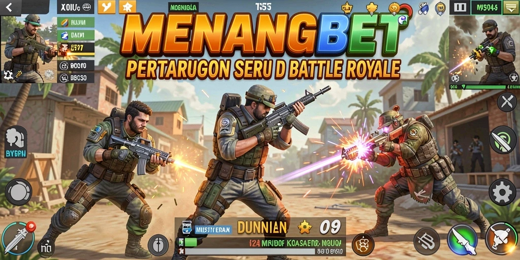 Tampilkan gameplay intense dari MENANGBET di arena Battle Royale.