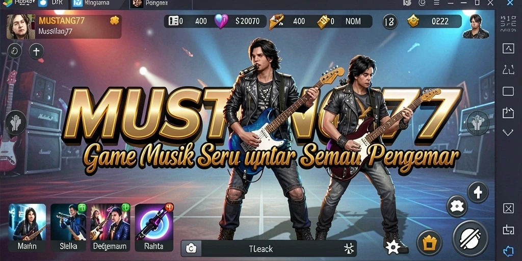 Screenshot gameplay menunjukkan interaksi seru di MUSTANG77.