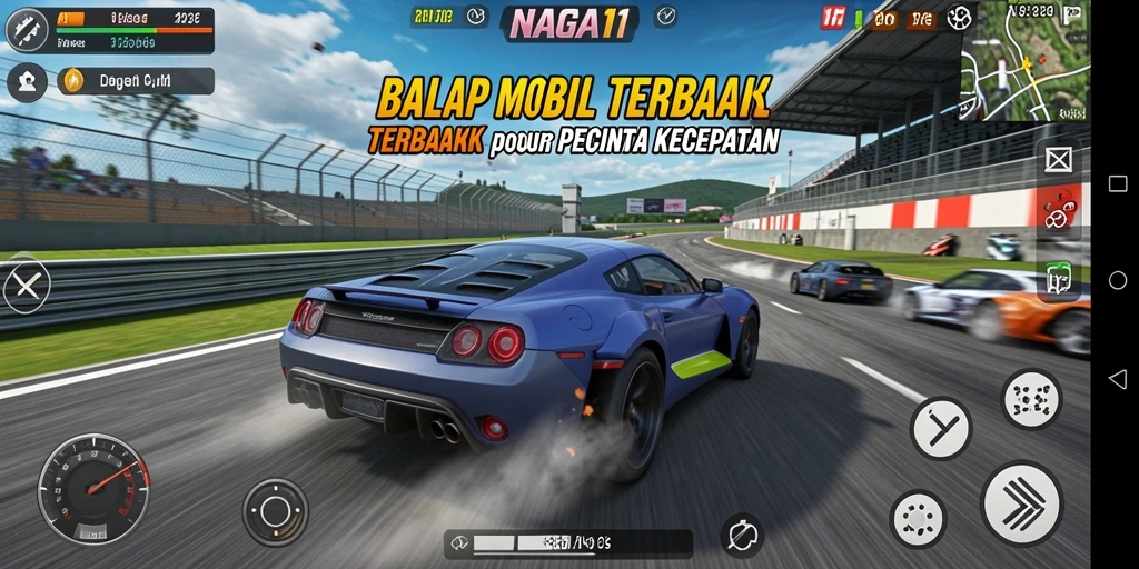 Tangkapan layar gameplay balapan yang menegangkan dari NAGA11.