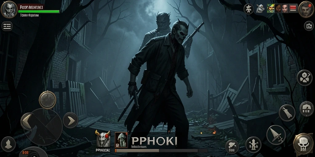 Tangkapan layar gameplay menakutkan dari PPHOKI menampilkan suasana kegelapan yang mencekam.