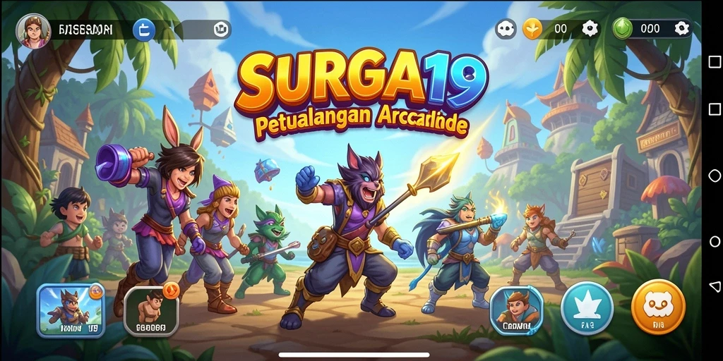 Tangkapan layar SURGA19 yang menunjukkan aksi gameplay Arcade yang seru.