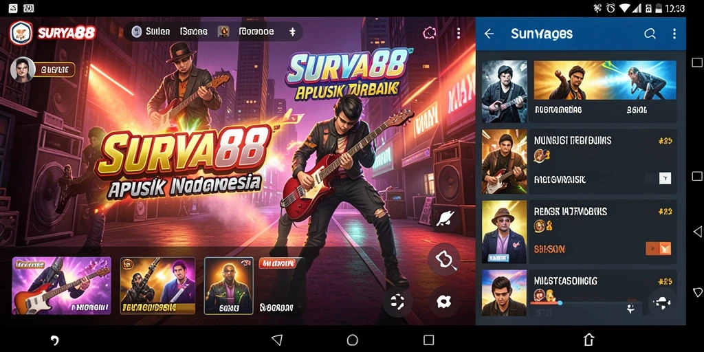Tampilan gameplay SURYA88 dengan berbagai fitur dan koleksi musik.
