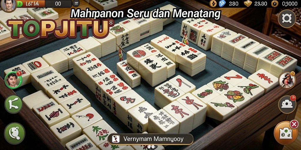Tampilan gameplay seru dari TOPJITU yang menyajikan Mahjong.