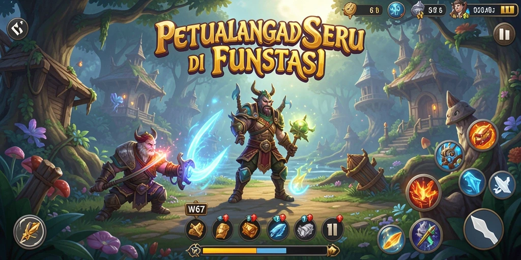 Tampilan gameplay epik di dunia petualangan W67.